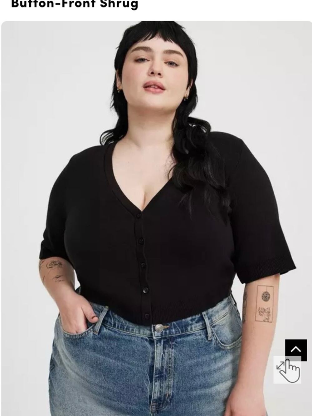 torrid Black Button-Front Short Sleeve Shrug